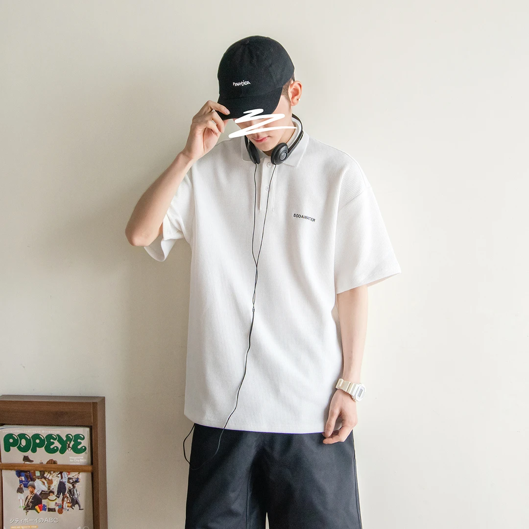 苏打汽水工作室夏季新款刺绣短袖polo衫男女同款宽松休闲百搭T恤