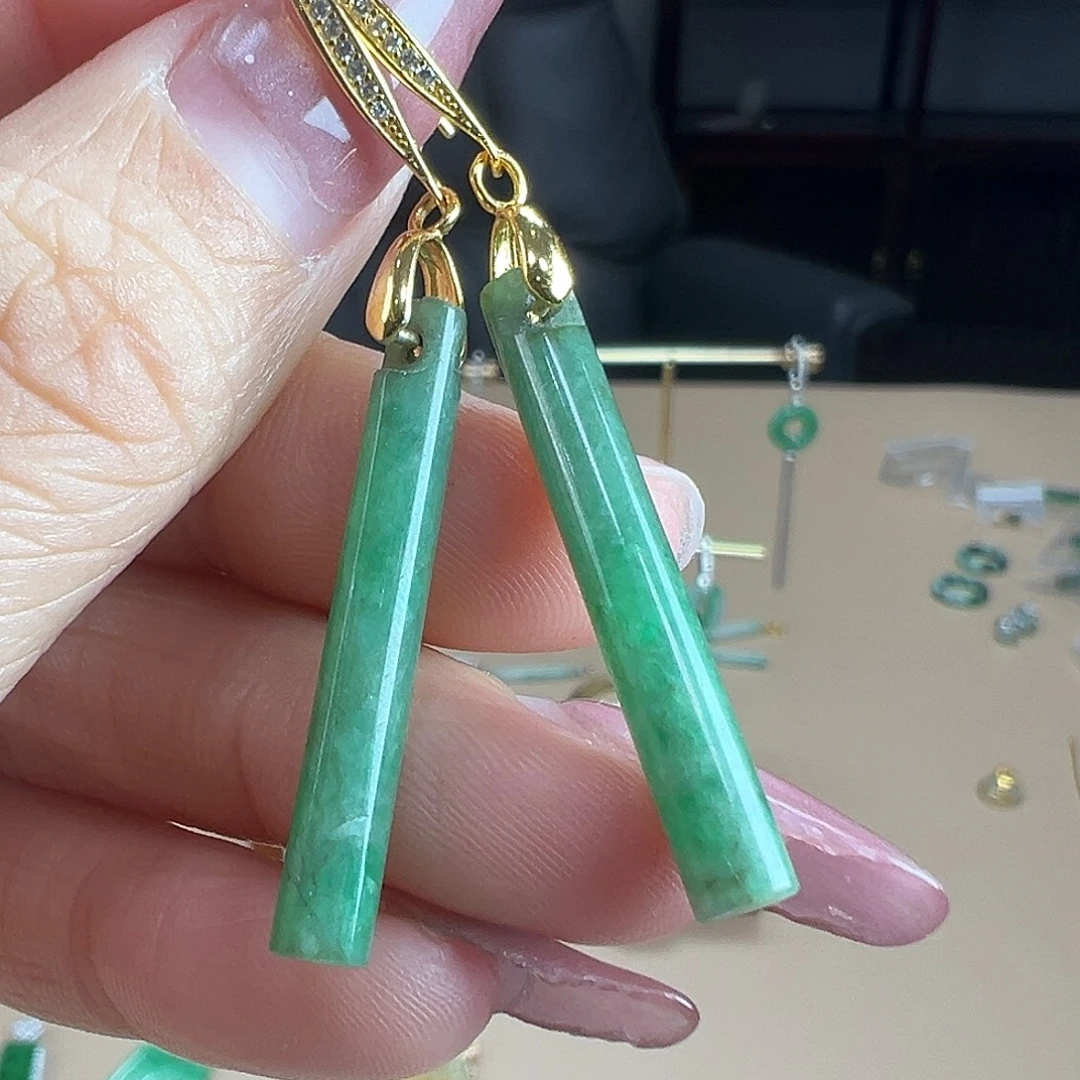 翡翠银S925镶嵌耳饰耳环62