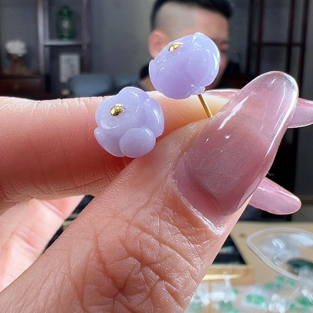 翡翠18K金镶嵌耳饰耳环