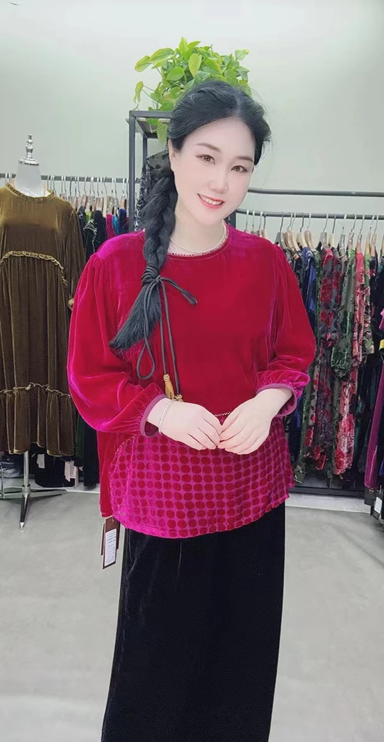 中老年桑蚕丝C2087上衣大码女装时尚