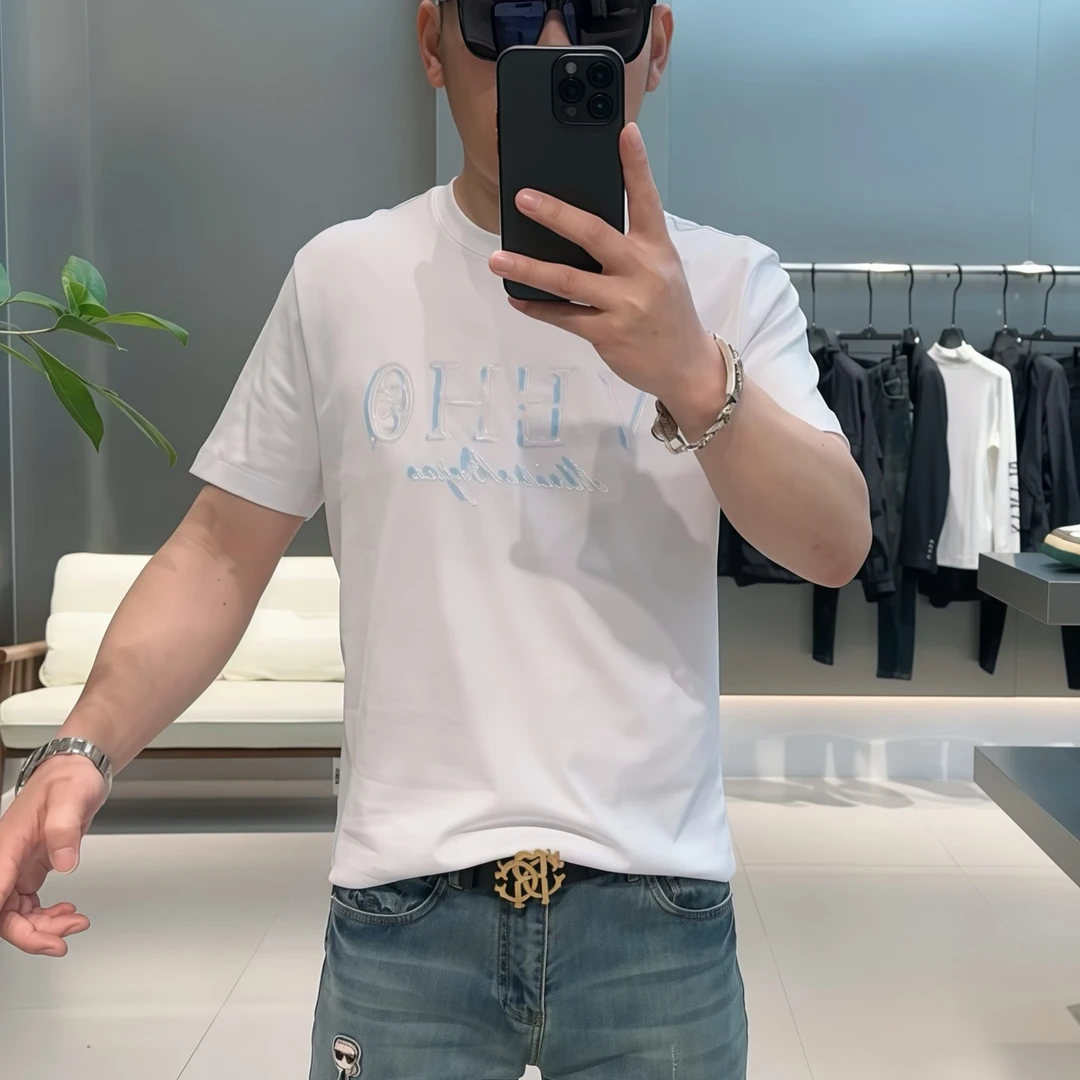 【VG轻奢】2025夏季高端炫彩手工拉浆时尚百搭短袖T恤10689