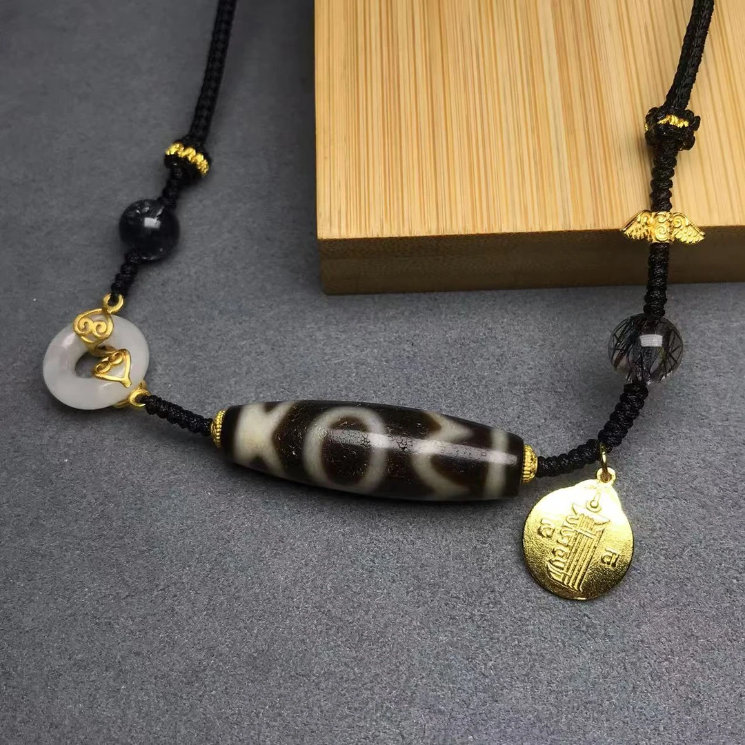 三品臻选-天缘黑白息增怀诛玛瑙项链A01H175-尺寸约37*11mm