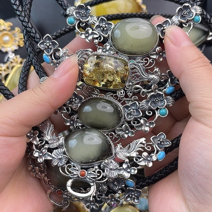 琥珀银S925镶嵌裸石