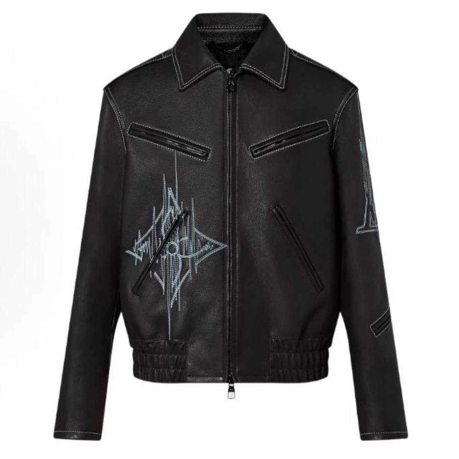 未使用 LouisVuitton/路易威登 三花翻领皮衣 54码 md1495