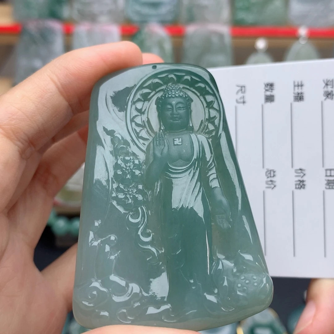 翡翠未镶嵌颈饰阿弥陀佛