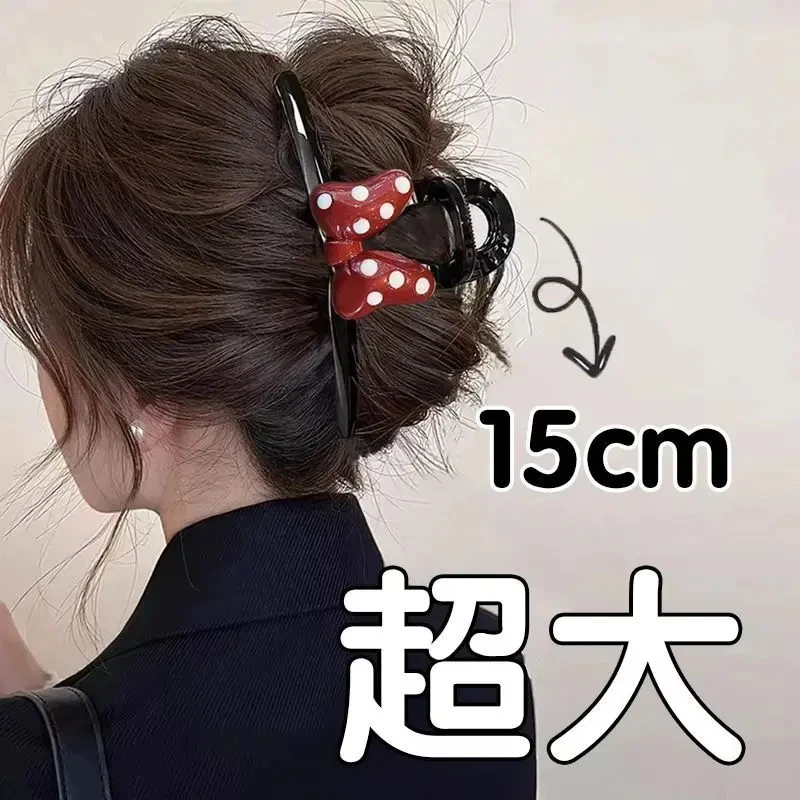 2025新款15cm超大号甜美爱心蝴蝶结发夹大号抓夹气质鲨鱼夹女发饰