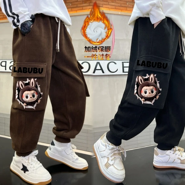 男童裤春秋灯芯绒工装裤加绒长裤秋冬洋气拉布布百搭儿童休闲卫裤