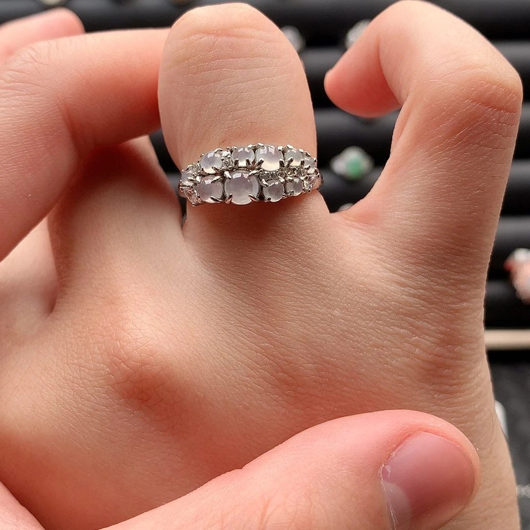 翡翠戒指银S925镶嵌0142