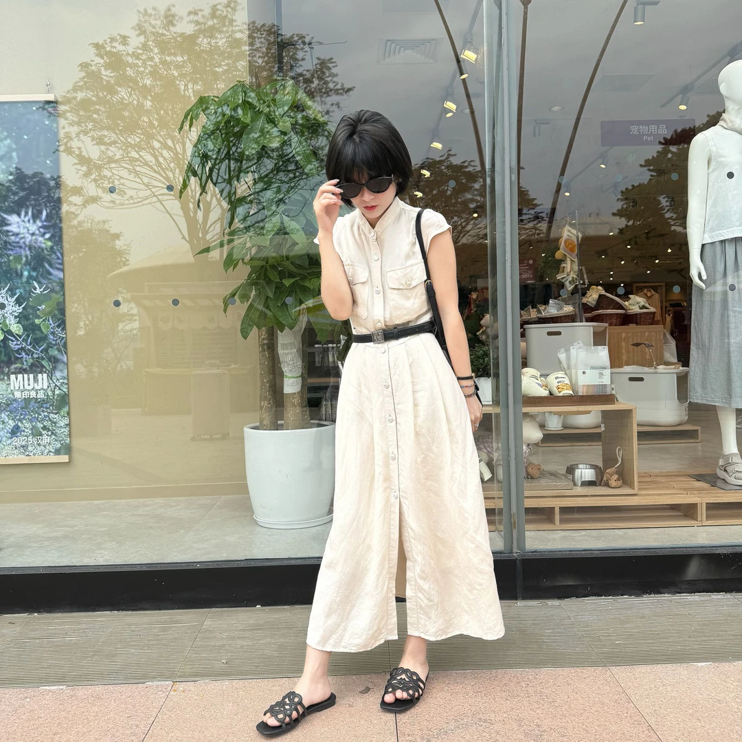 【芳小悦】夏季高腰显瘦连衣裙职业长裙拼接法式通勤国风8251174906