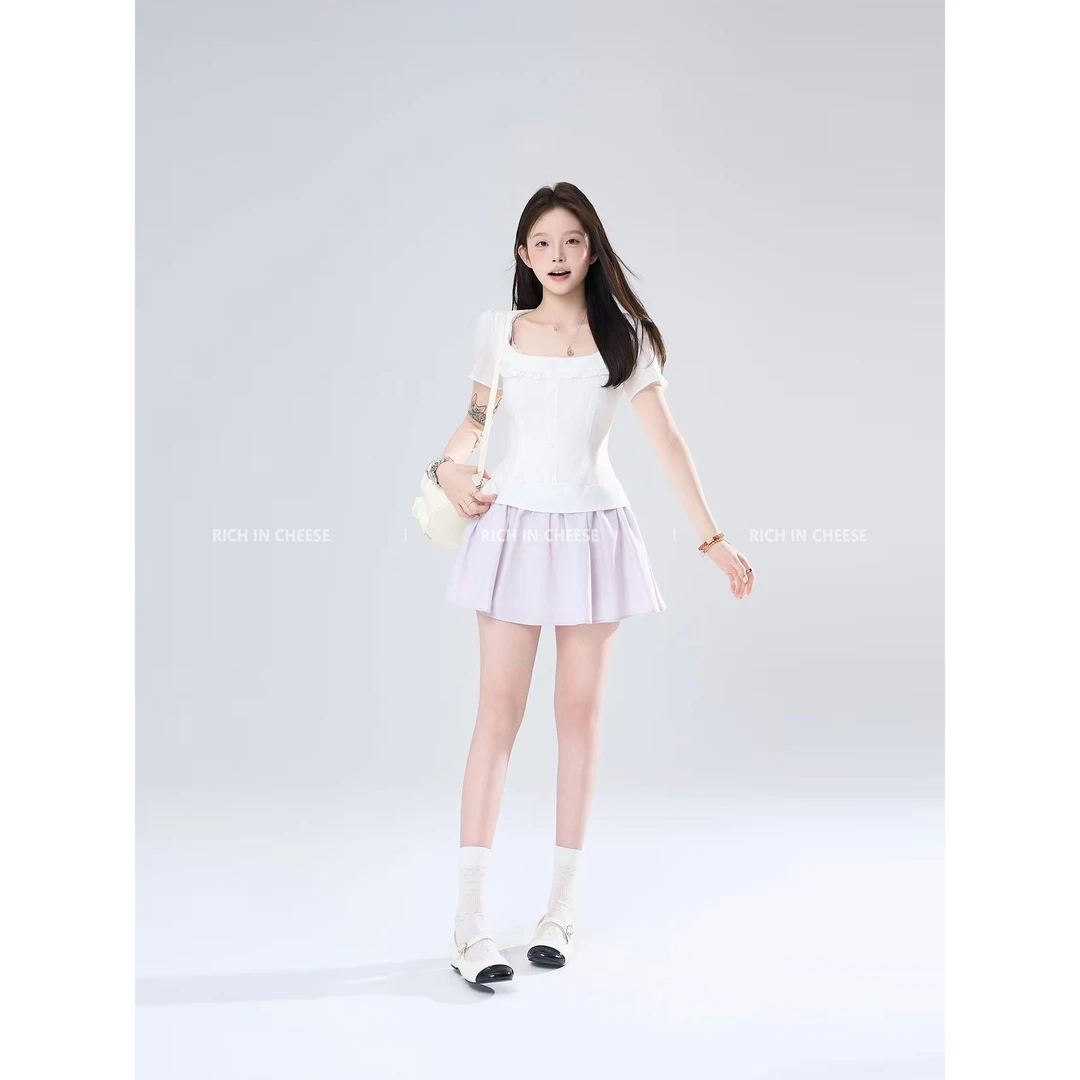 金川川 心动恋歌【部分现货】 夏季法式娃娃领撞色假两件显瘦连衣裙