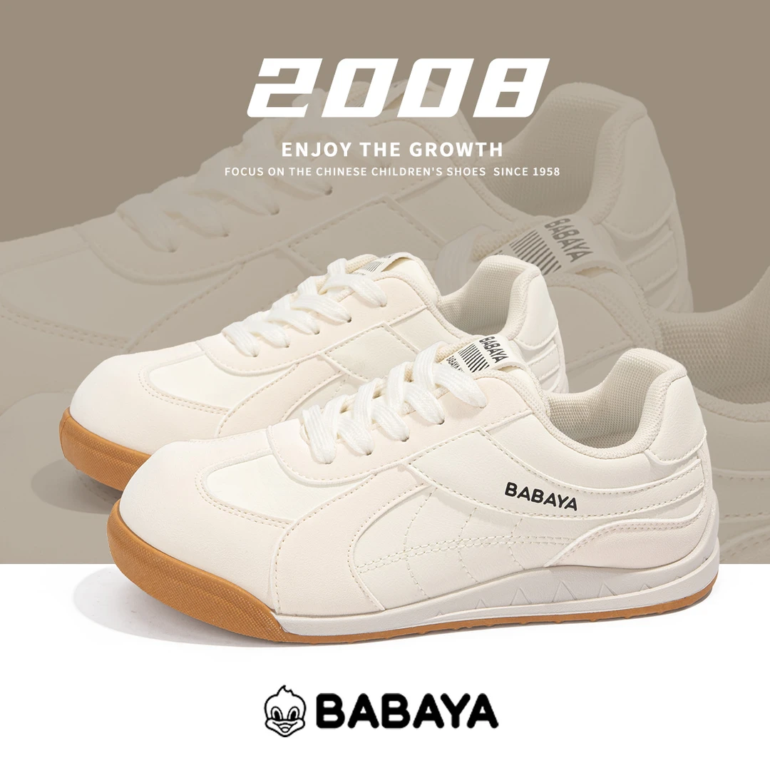 芭芭鸭女鞋2025春秋韩版小白鞋清新纯色休闲板鞋运动鞋学生百搭鞋