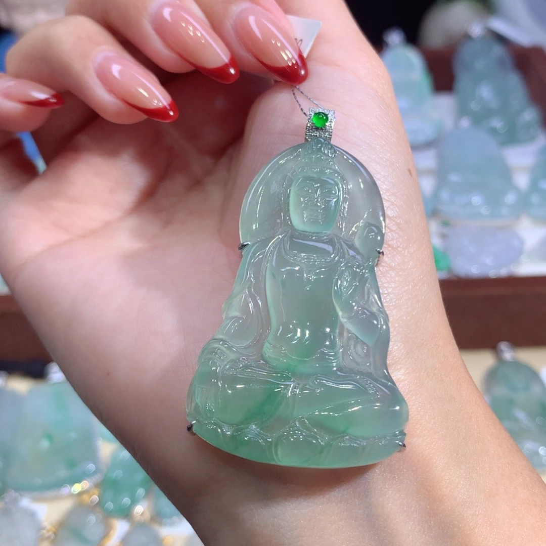 吊坠(不含链)18K金镶嵌翡翠