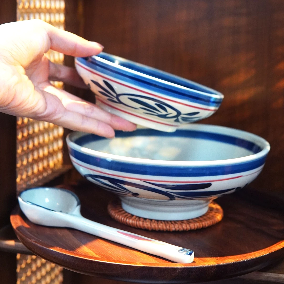 【一人食三件套】瑞涧唐草一人食钵钵碗套组陶瓷吃饭大号手绘釉下彩