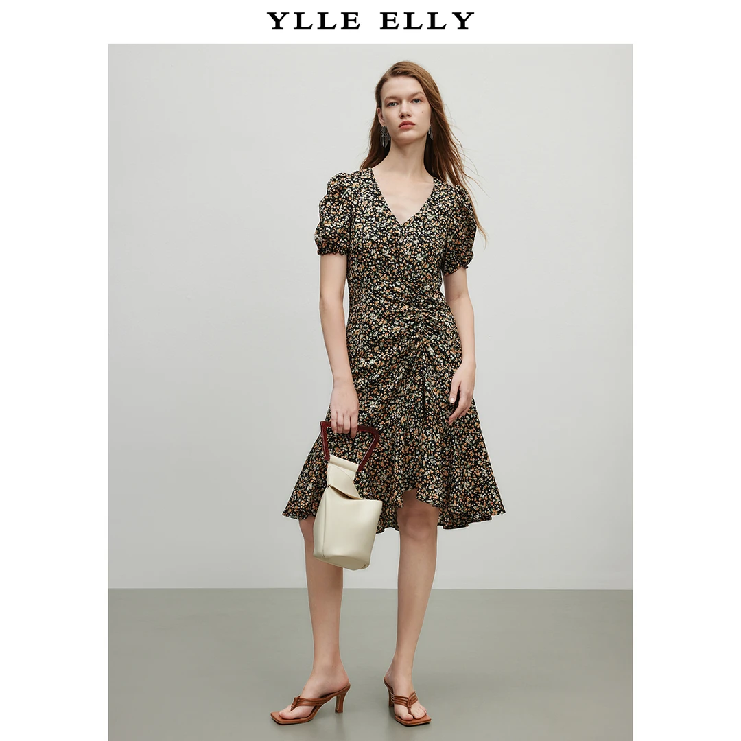 【珊珊专属】法式连衣裙不对称收揽茶歇裙设计感碎花裙Y534101612