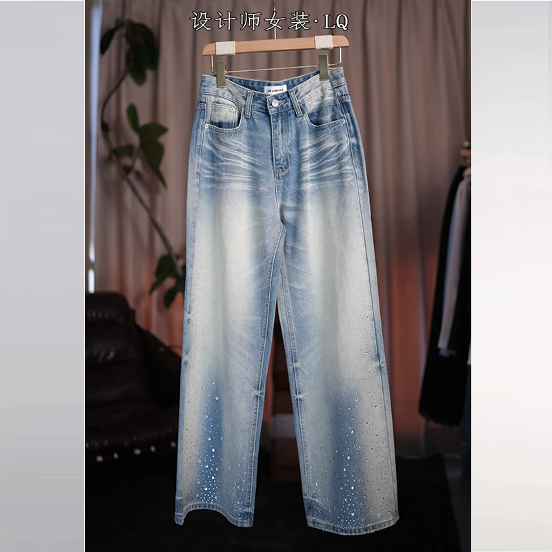 【徐哥】 设计师款高定重工带钻水洗直筒牛仔裤04003