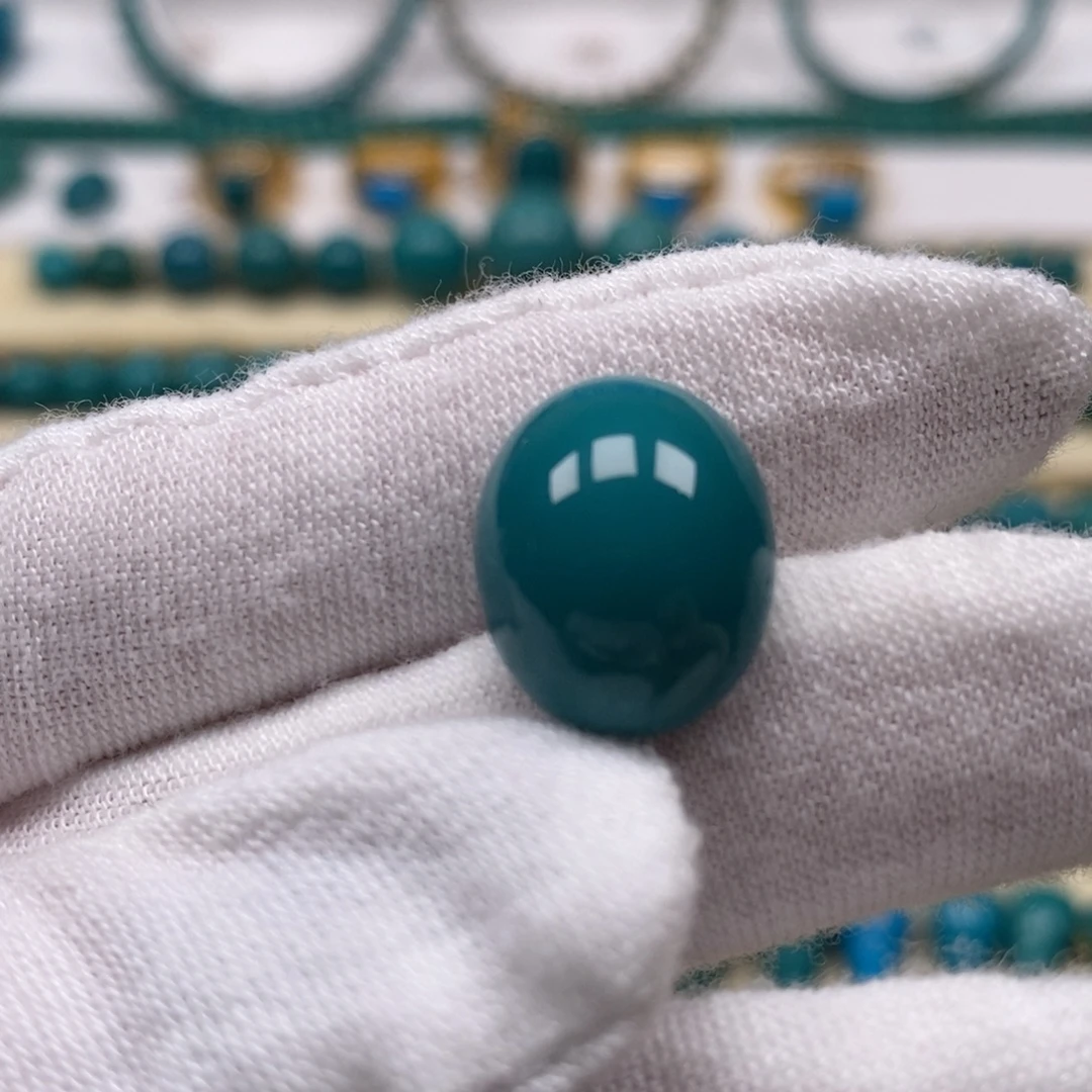 绿松石未镶嵌珠宝奇石戒面13mm