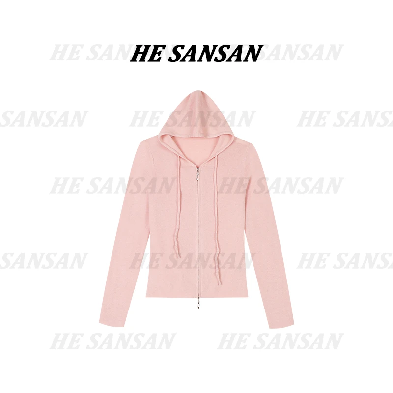 【SANSAN】早春气质连帽长袖百搭轻奢时尚简约抽绳外套DY-90156