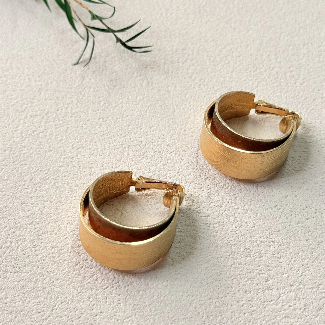 铜合金耳饰 【六六中古】孤品复古耳夹ty0626