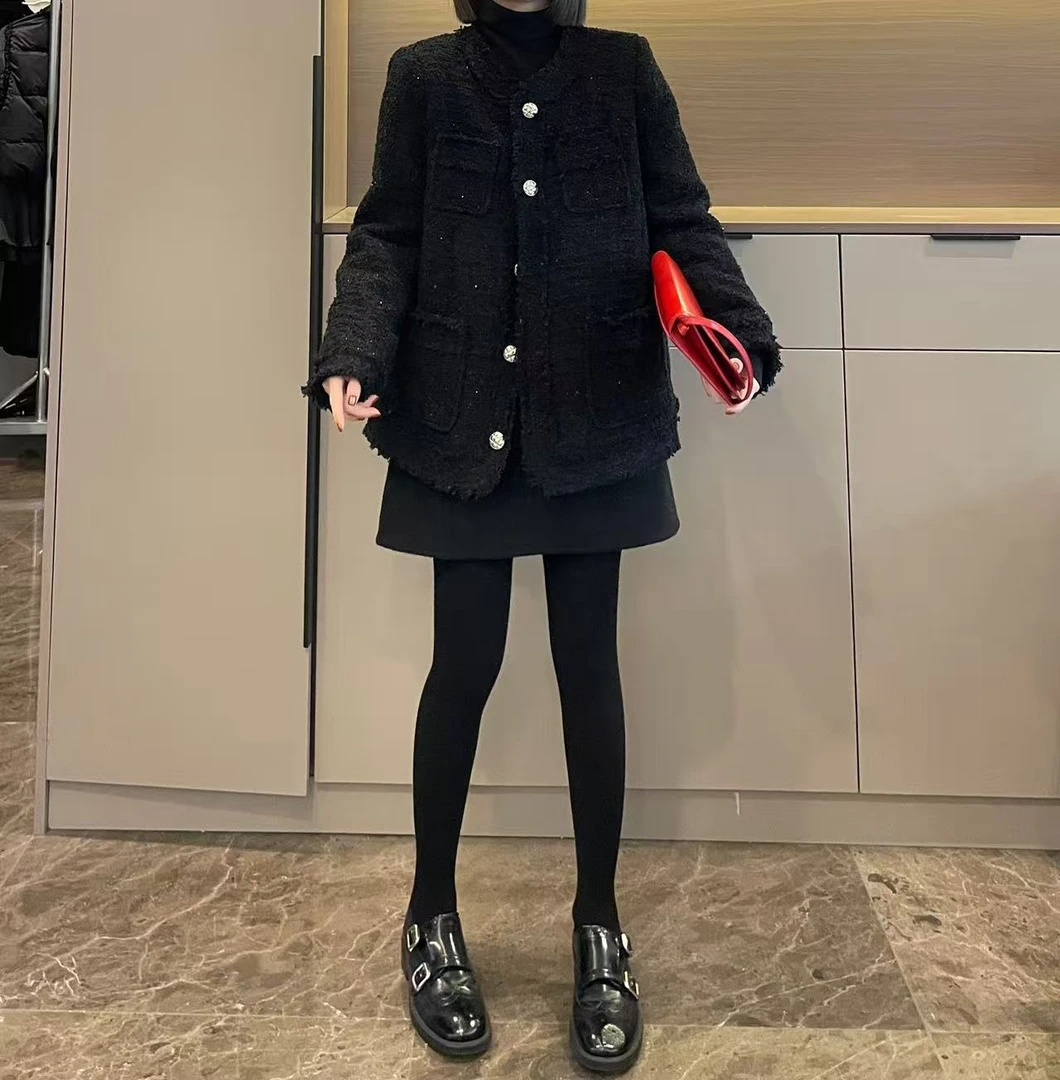 米可/MK-3194JM【小香风羽绒内胆毛呢外套】时尚冬季新款毛呢外套