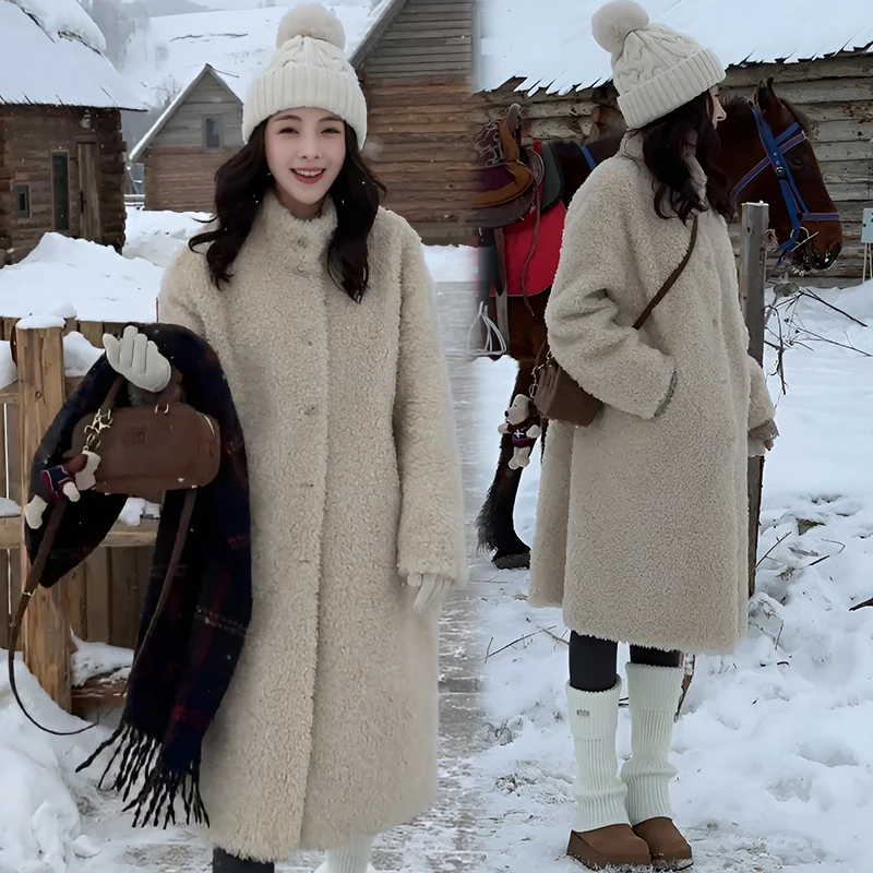 皮毛一体外套女2025秋冬新款中长款高级感加厚保暖毛毛显瘦上衣潮