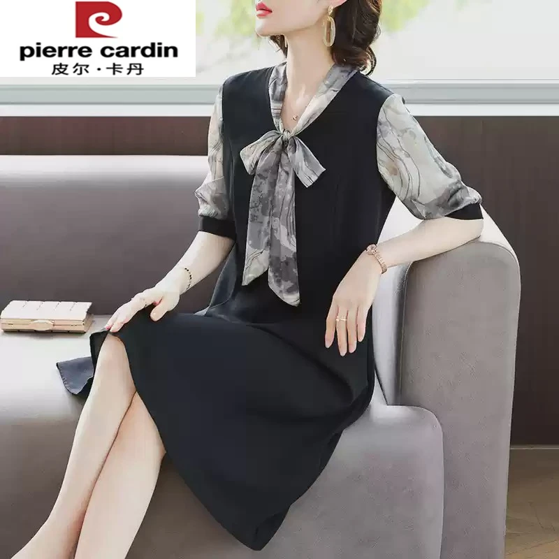 皮尔卡丹母亲节衣服妈妈夏装雪纺连衣裙新款中老年女装气质冰丝裙