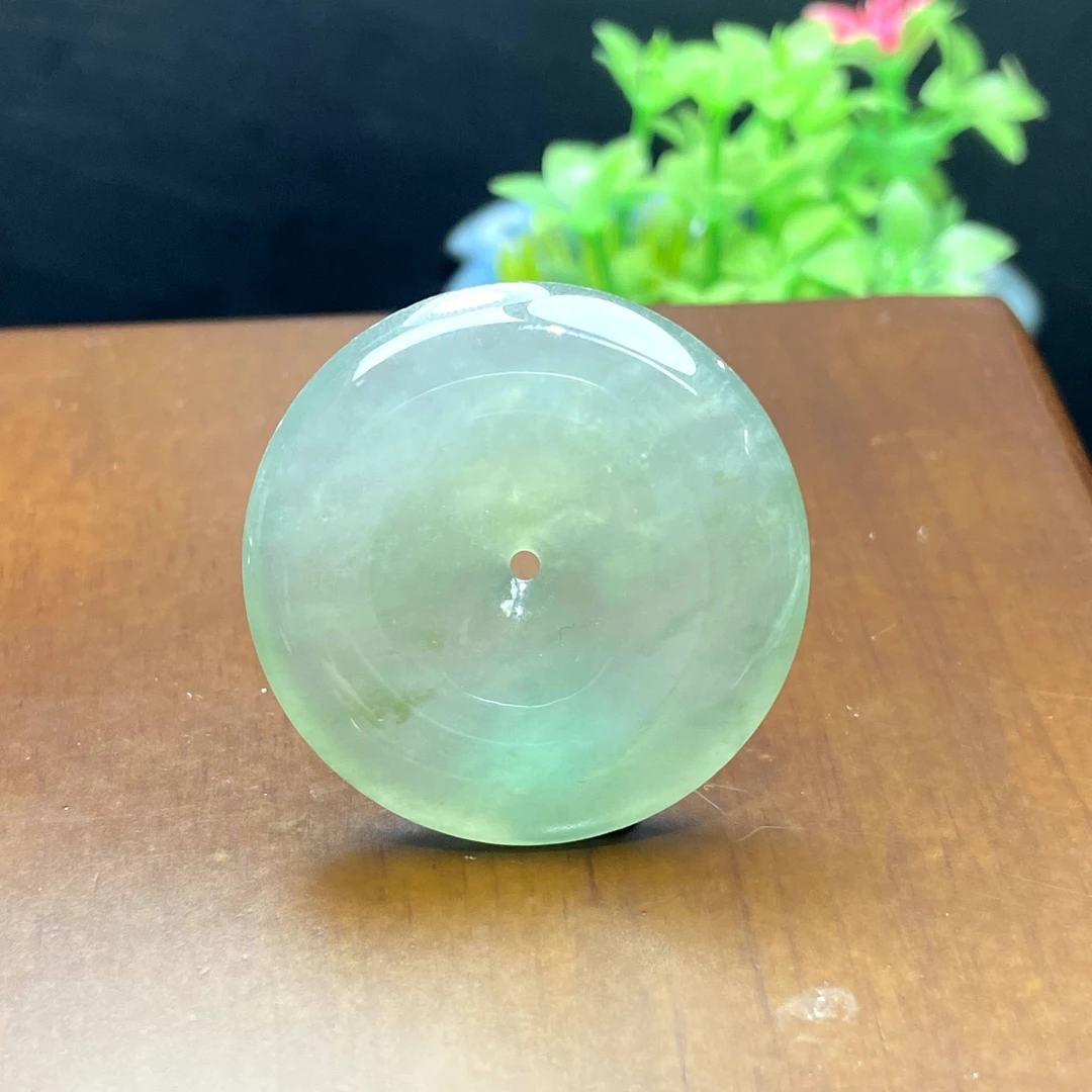RX29天然缅甸A货翡翠冰胶绿平安扣/037705/北京中保拍卖