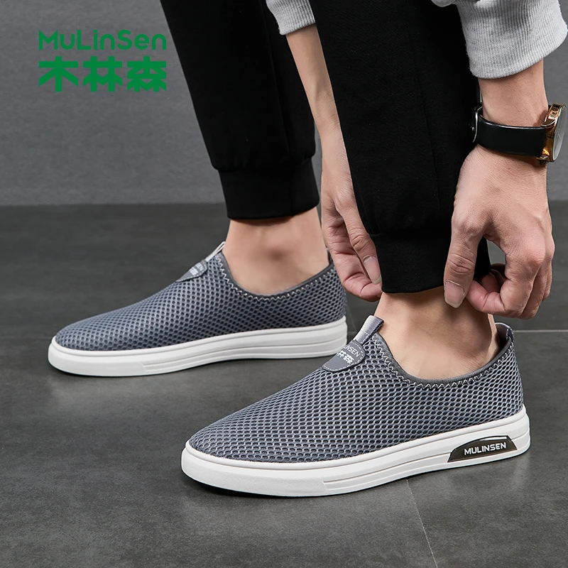 木林森休闲男鞋夏季透气2025新款网鞋百搭网面男士板鞋上班专用