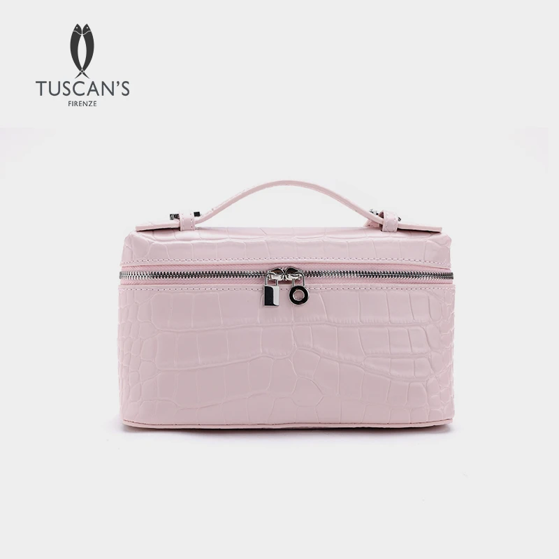 TUSCAN'S轻奢百搭牛皮压鳄鱼纹盒子包手提包单肩斜挎包时代集团