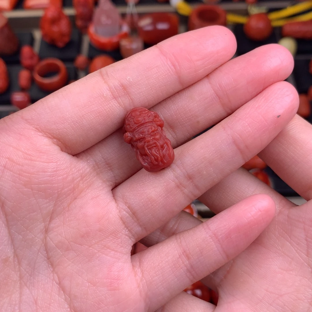 两***垮南红玛瑙未镶嵌财神爷11+