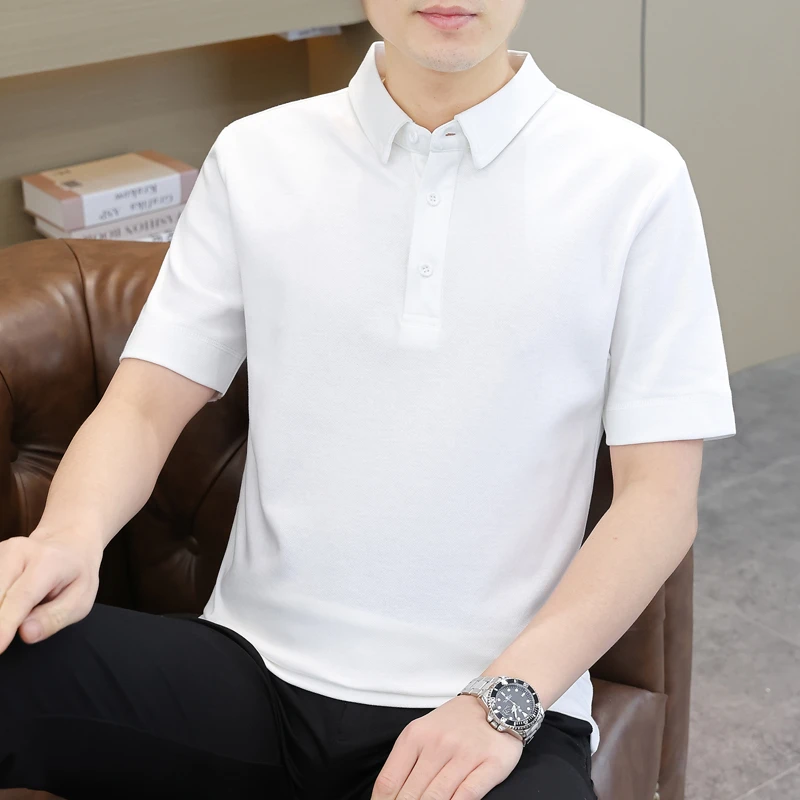 净版2025新款重磅棉短袖Polo衫透气男士商务休闲夏季简约翻领T恤