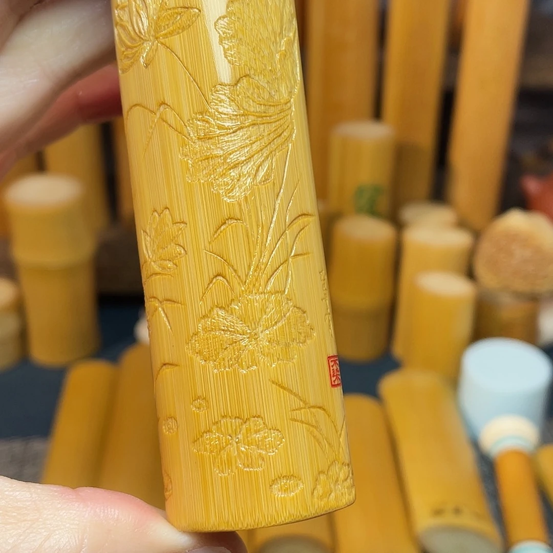 竹原创作品阴刻大工荷花