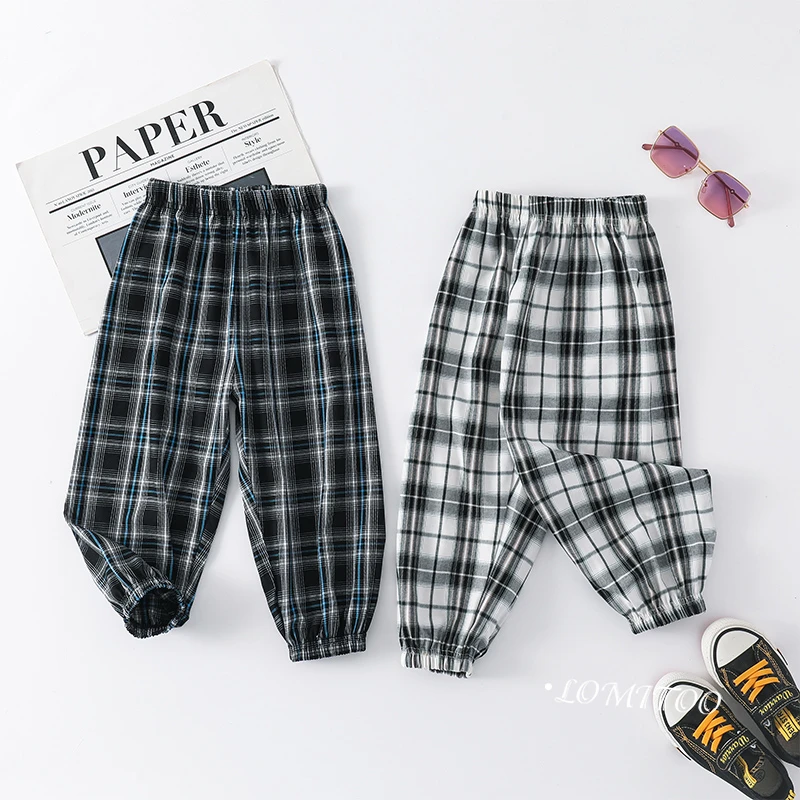 2025夏季新款薄洋气格子长裤 百搭款裤子4K048