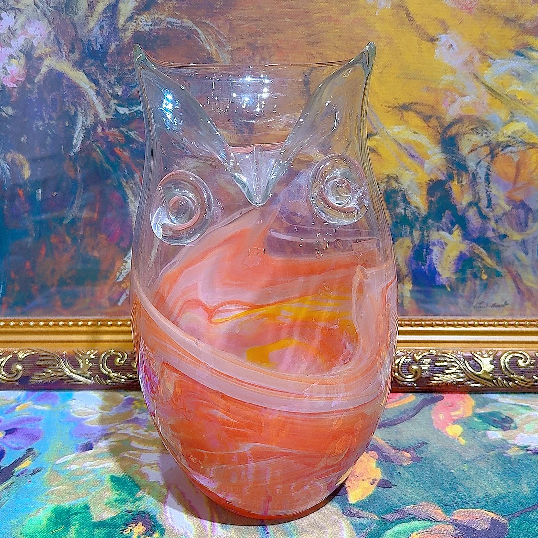 猫头鹰手绘琉璃花瓶