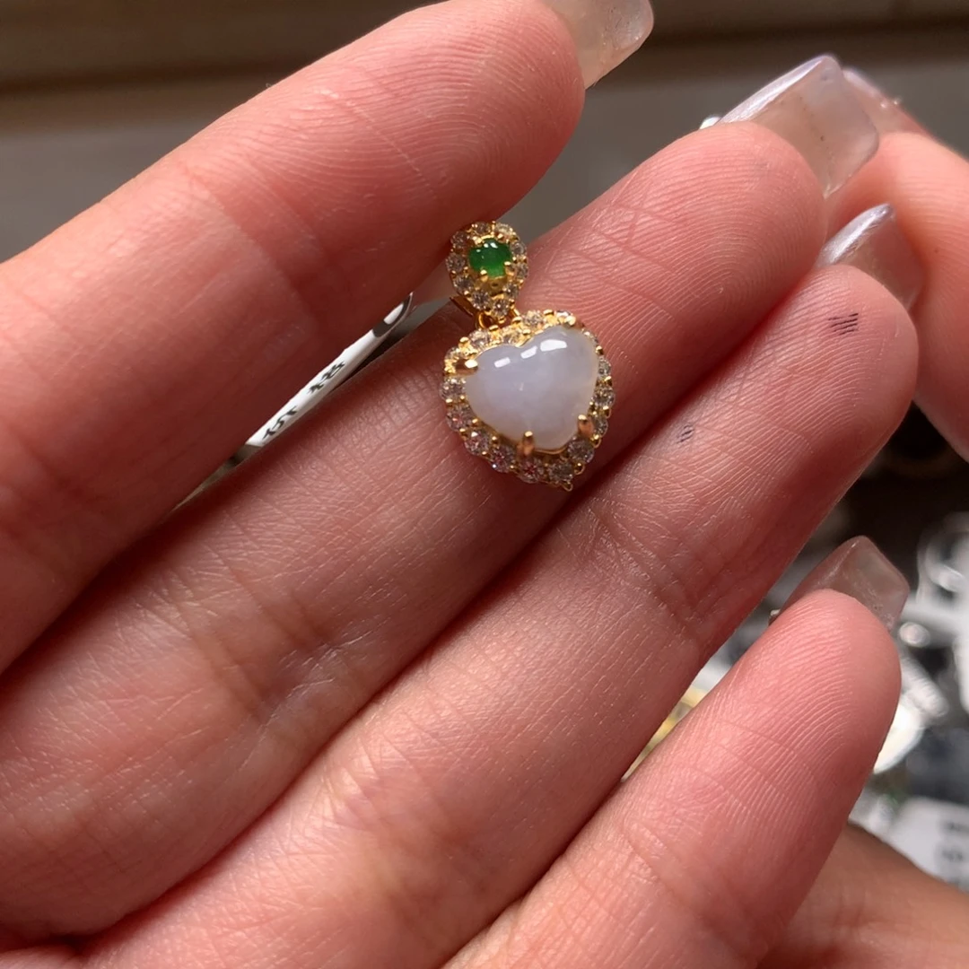 翡翠戒指银S925镶嵌吊坠77