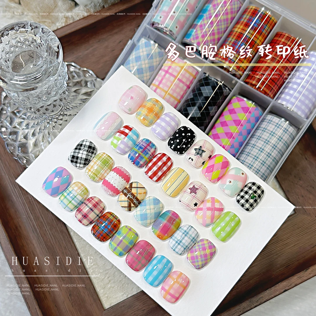 小颖美甲-多巴胺格纹转印纸美甲转印纸星空转印纸（每个款1米长）