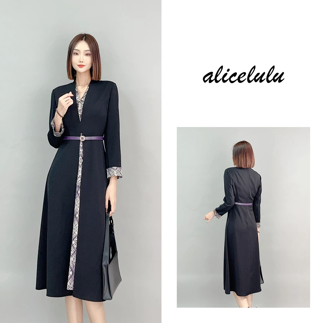 3 ALICE “秀场归来”连衣裙 轻奢拼接 皮质腰带 S2141483J