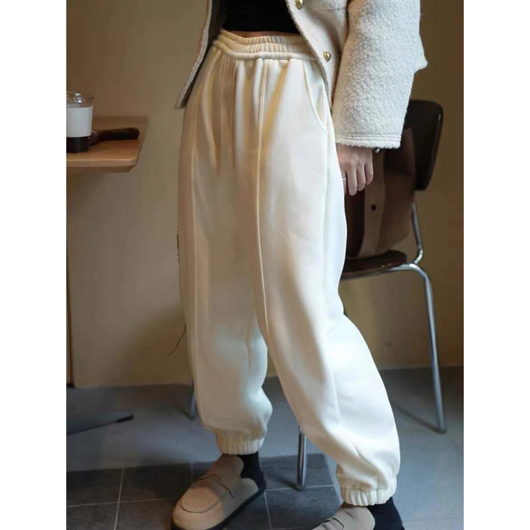 KIKI严选：编号11032-NF家欧货秋冬新款松紧腰简约加厚收脚休闲裤