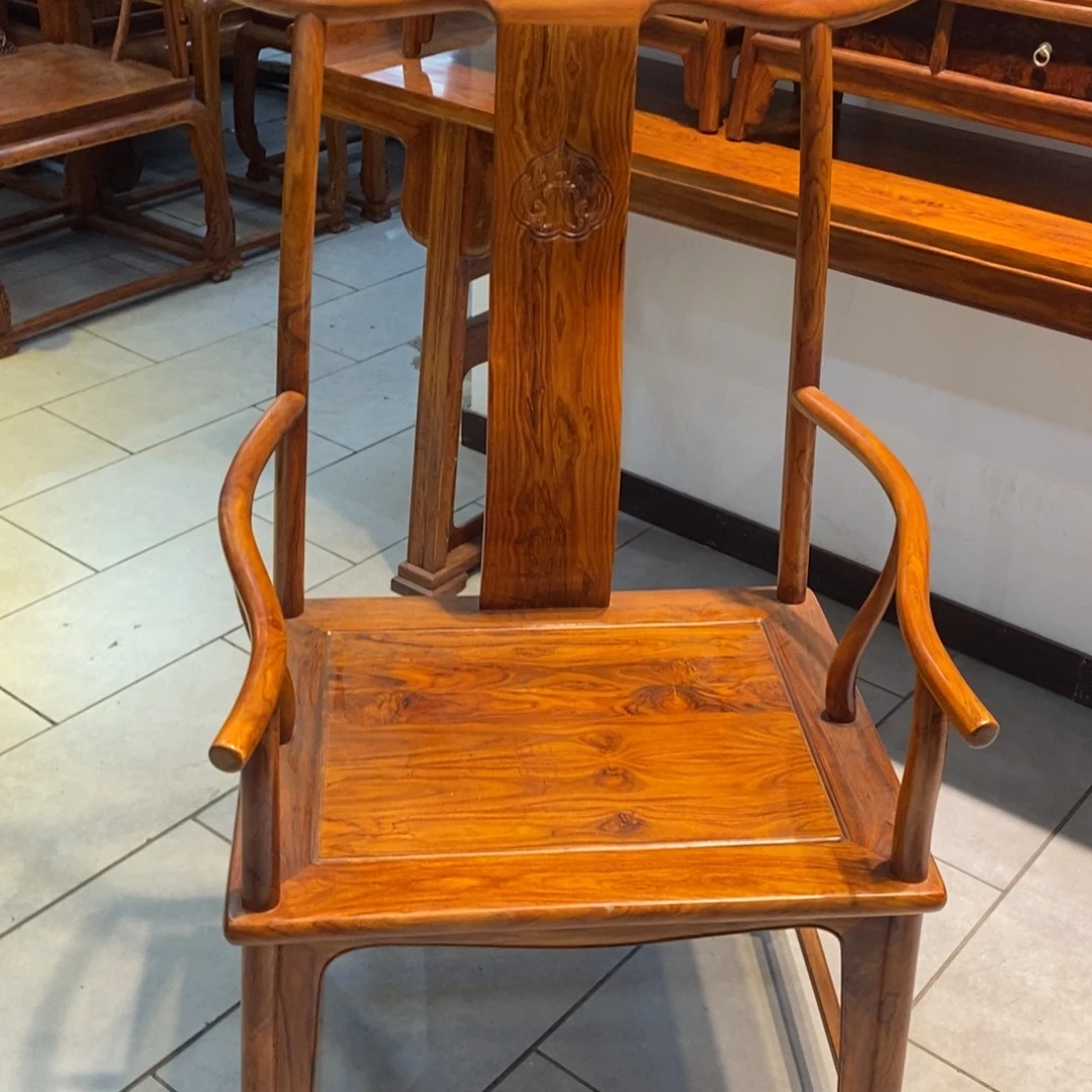 火***芒香枝木类成套家具海南黄花梨降香黄檀北官帽椅