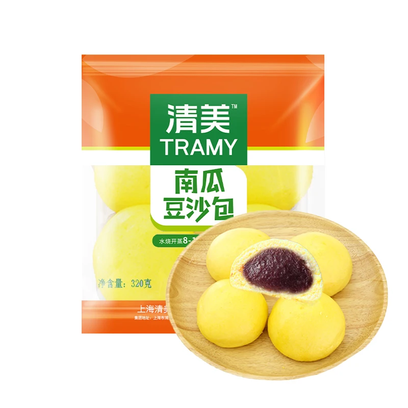 南瓜豆沙包320克(4只)/袋广式早茶