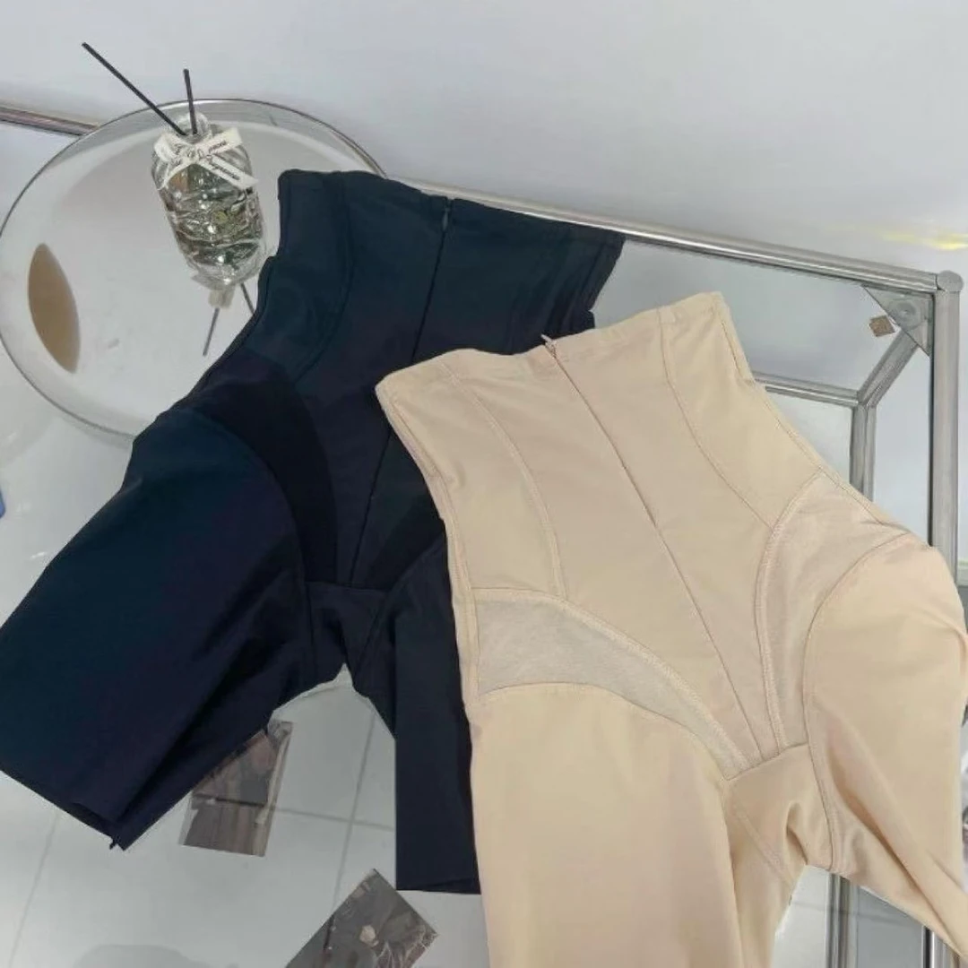 爆版收腹裤-米 3018收腹不卷边舒适安全裤拼接提臀防走光百搭款