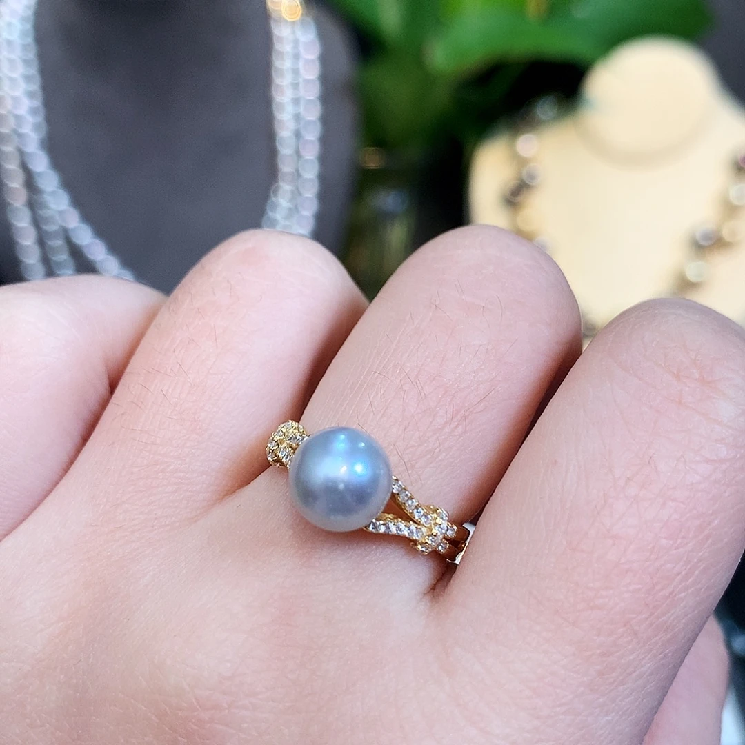 海水珍珠银S925镶嵌戒指