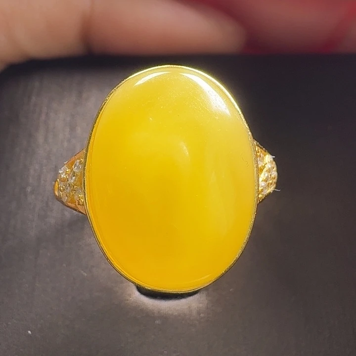 蜜蜡银S925镶嵌戒指戒指