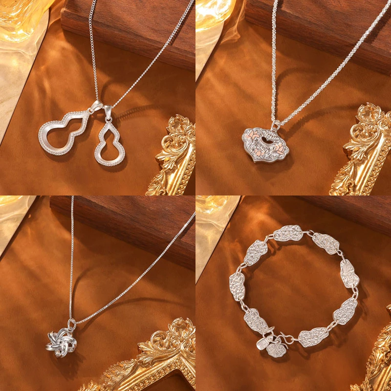 坠链均足银 足银999银饰气质轻奢时尚小众设计感项链