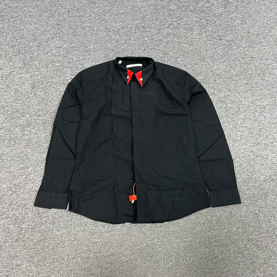 95新 Givenchy/纪梵希 五角星别针 黑衬衫 42码