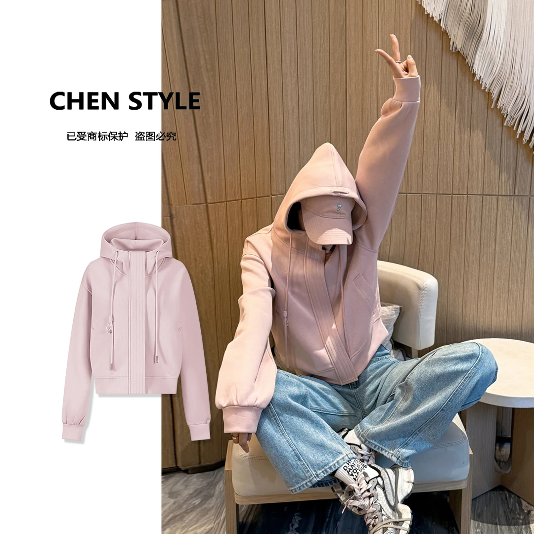 楚楚君~【轻松入春】WT30313早春款连帽减龄运动休闲慵懒外套