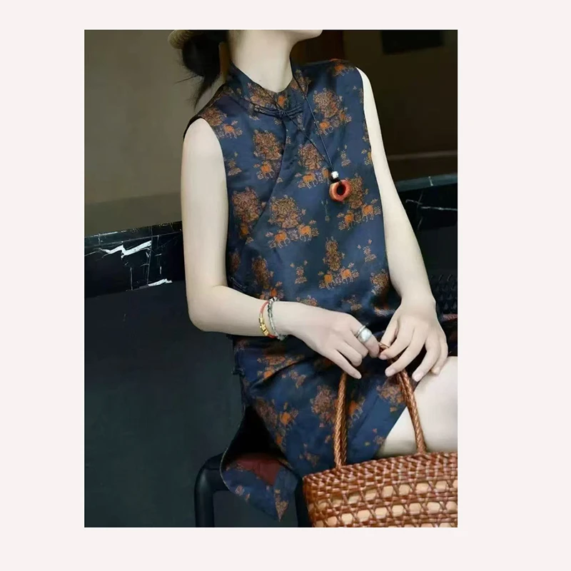 【蓝金雅韵】唐装新中式显瘦气质网红时尚夏季复古中国风提花