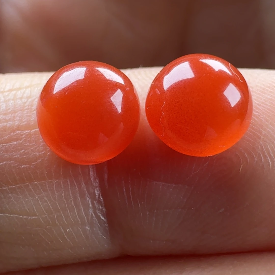 南红玛瑙未镶嵌冰红耳钉