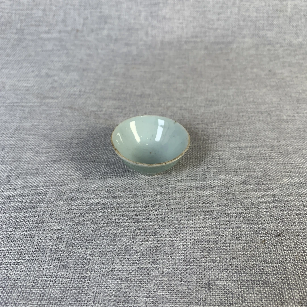 清代豆青釉杯古瓷器真品国营镇江市文物商店库出3068257