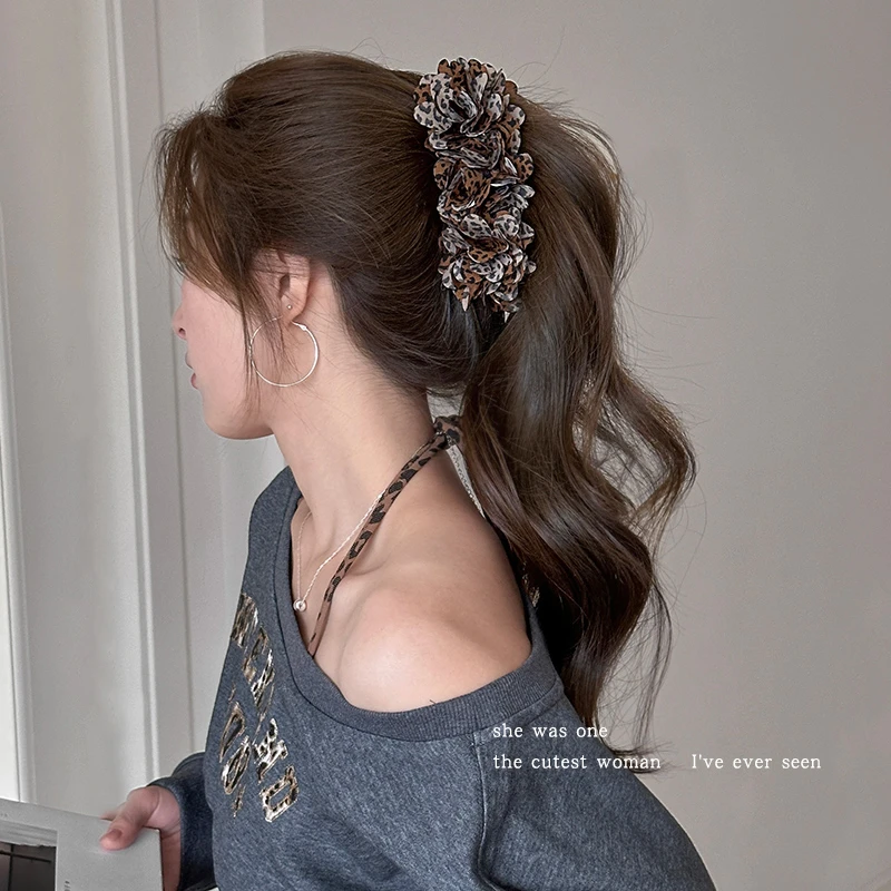 豹纹花朵香蕉夹女2025新款高级感大号发夹发卡发饰高马尾竖夹抓夹