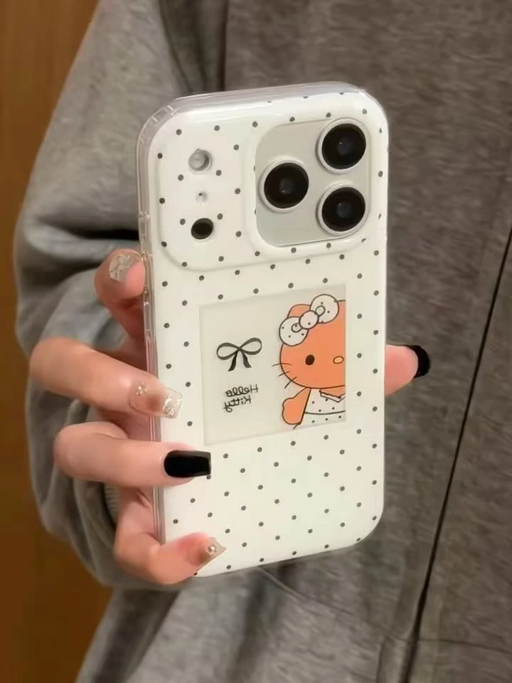 相框蝴蝶结波点KT适用苹果iPhone17/16/15华为p70/oppo/imd手机壳